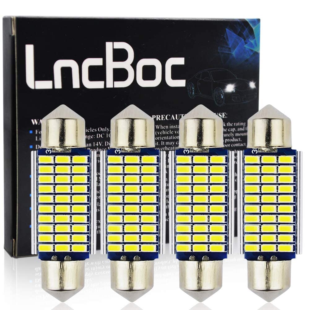 LncBoc 39mm Festoon LED Car Bulbs: C5W LED Dome Reading Bulbs Xenon White Car LED Interior Lights Replacement Courtesy License Number Plate Boot Roof Lights bulbs Map Lamps DC 12V