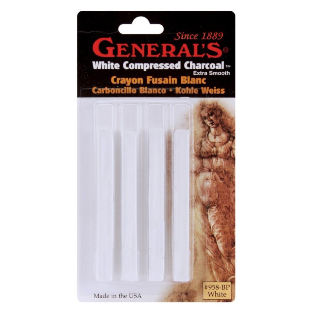 General Pencil Compressed Charcoal Sticks 4/Pkg, Multicoloured, 13.97 x 7.23 x 1.27 cm