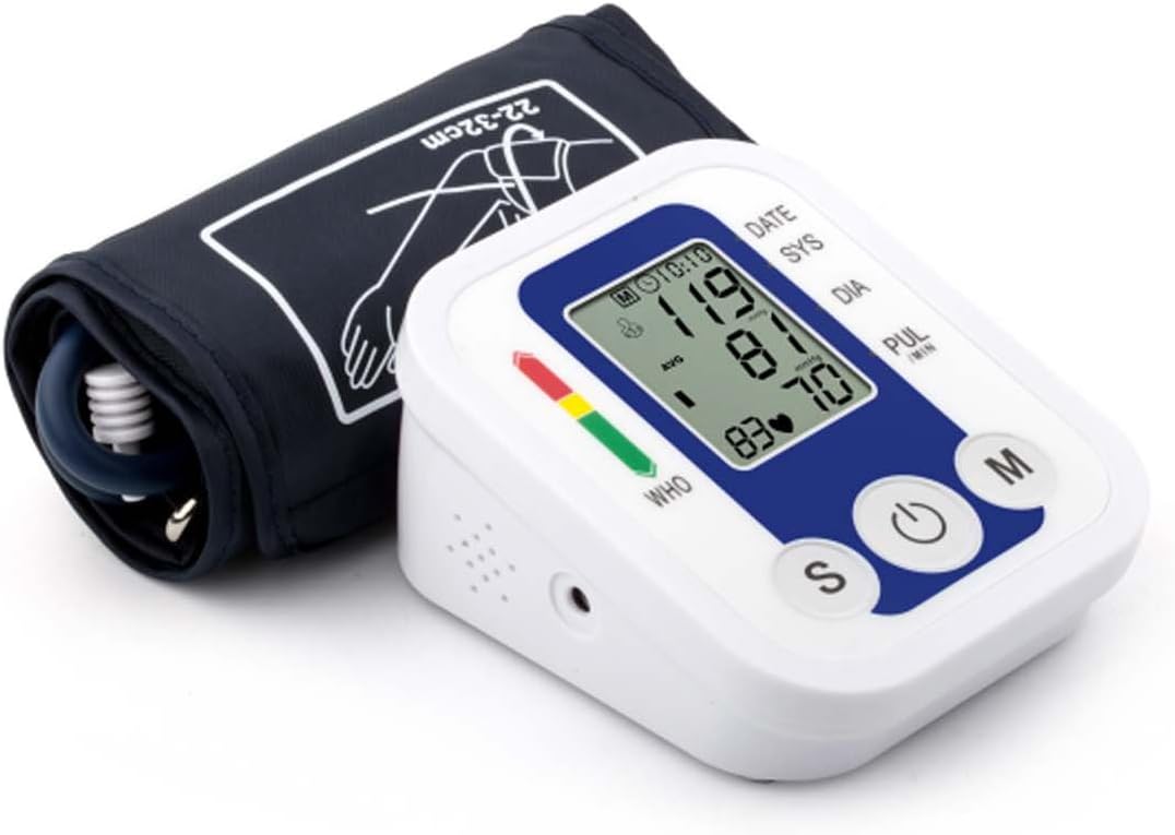 KZJBMP Microcomputer BMP Intelligent Electronic Blood Pressure Monitor For Elderly Parents Home Use Large Upper Digital Arm Automatic LCD Heart Beat Machine Facility Sphgmomanometer No Voice Blue Doctor recognized