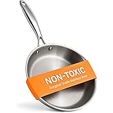 Ziruma Non-Toxic 8" Surgical Grade Stainless Steel Frying Pan, Fully Clad for Fast & Even Heat, PFOA-Free, Induction Compatible, Oven Safe to 500°F