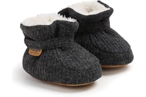 GDSDYM Baby Booties Cozy Fleece Slippers Soft Baby Shoes With Gripper Soles, Winter Infant Newborn Crib Sock Shoe Warm Footwear First Walkers