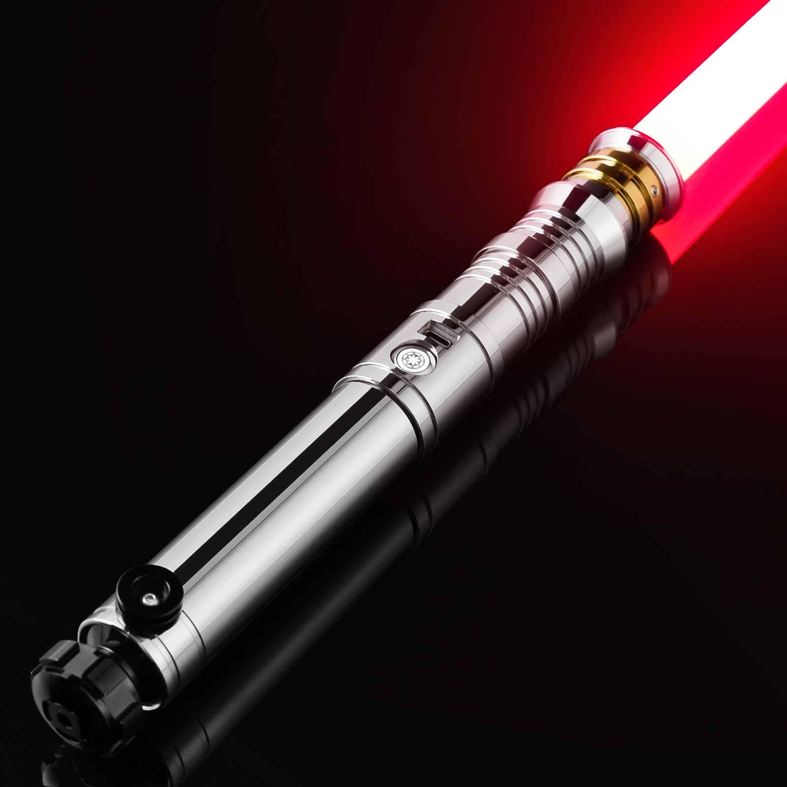 AthlChamp Upgraded APP Control Heavy Dueling Lightsaber for Adults, Motion Control Combat Light Saber, Heavy Metal Hilt & Thick Blade, 16 Sound Effects & Infinite Colour Change (RGB-Silvery)
