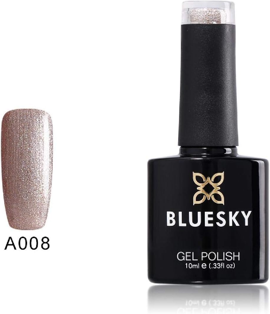 Bluesky Gel Nail Polish, Latte Loves A08, Nude Glitter UV/LED Soak-Off Gel Polish, 10ml
