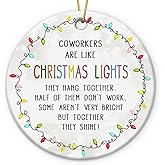 Coworker Christmas Ornaments 2025 - Appreciation Gifts for Coworkers Women, Meaningful Work Besties Gifts for Women Men, Team Ceramic Ornament for Christmas Tree Decorations