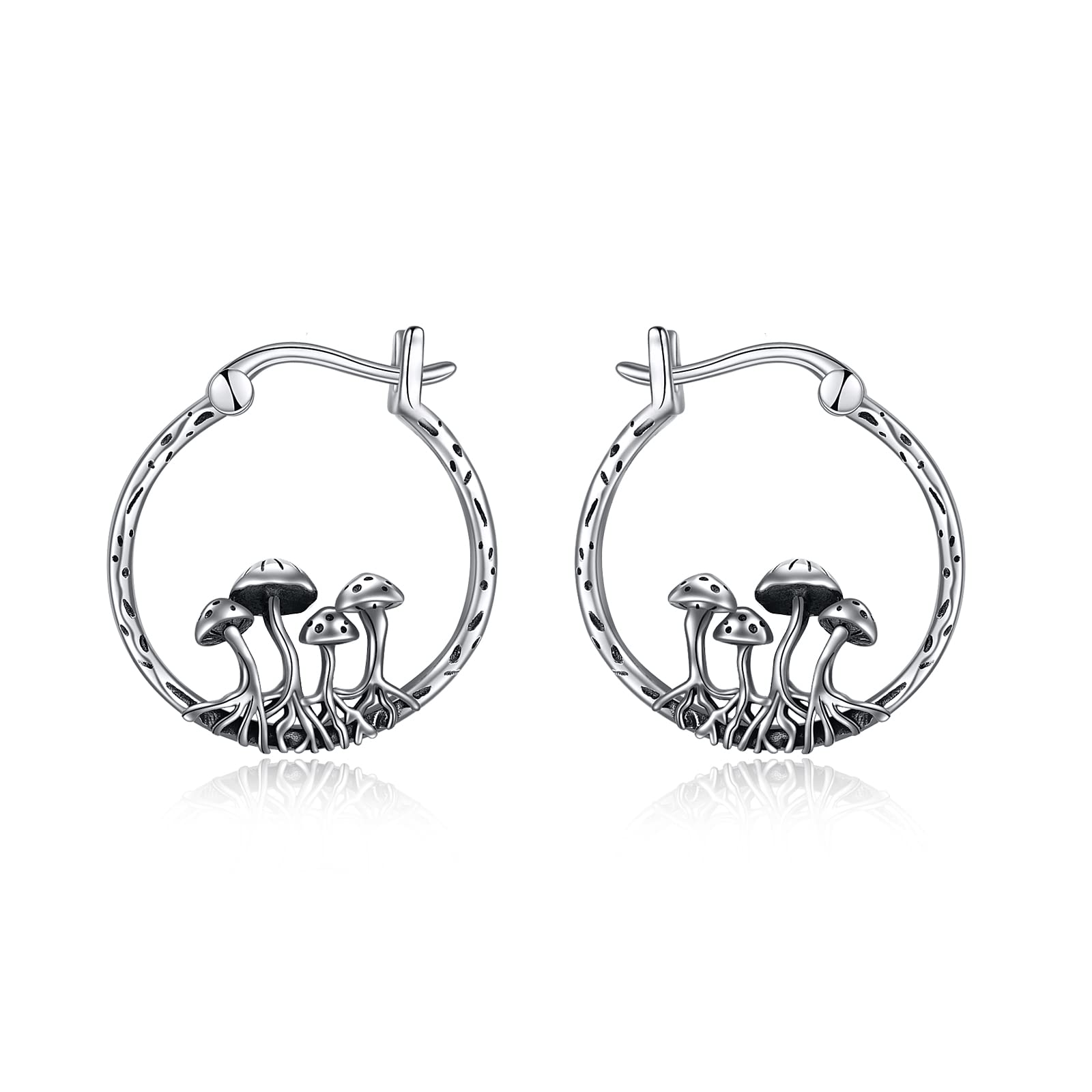 POPLYKE Mushroom Earrings Sterling Silver Mushroom Hoop Earrings Funny Jewellery Gifts for Women
