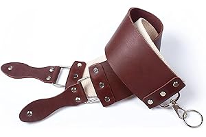 STAMESKY Razor Strop - Barber's Latigo Leather Straight Razor Strop. Dual Strap that will be a Great Addition for Any Straight Razor. PREMIUM LEATHER Strop for Sharpening. (Brown)