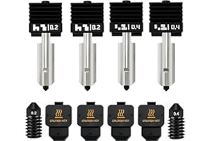 SZPENGSHIHUIGUANG 2 Pack 0.2MM/0.4MM for Bambu Lab H2D/H2S Hotend Kit Extruder Upgrade High-Temperature Hardened Steel Nozzle with 2 Replacement Nozzles for Bambu H2D Combo/A1/A1 Mini 3D Printer