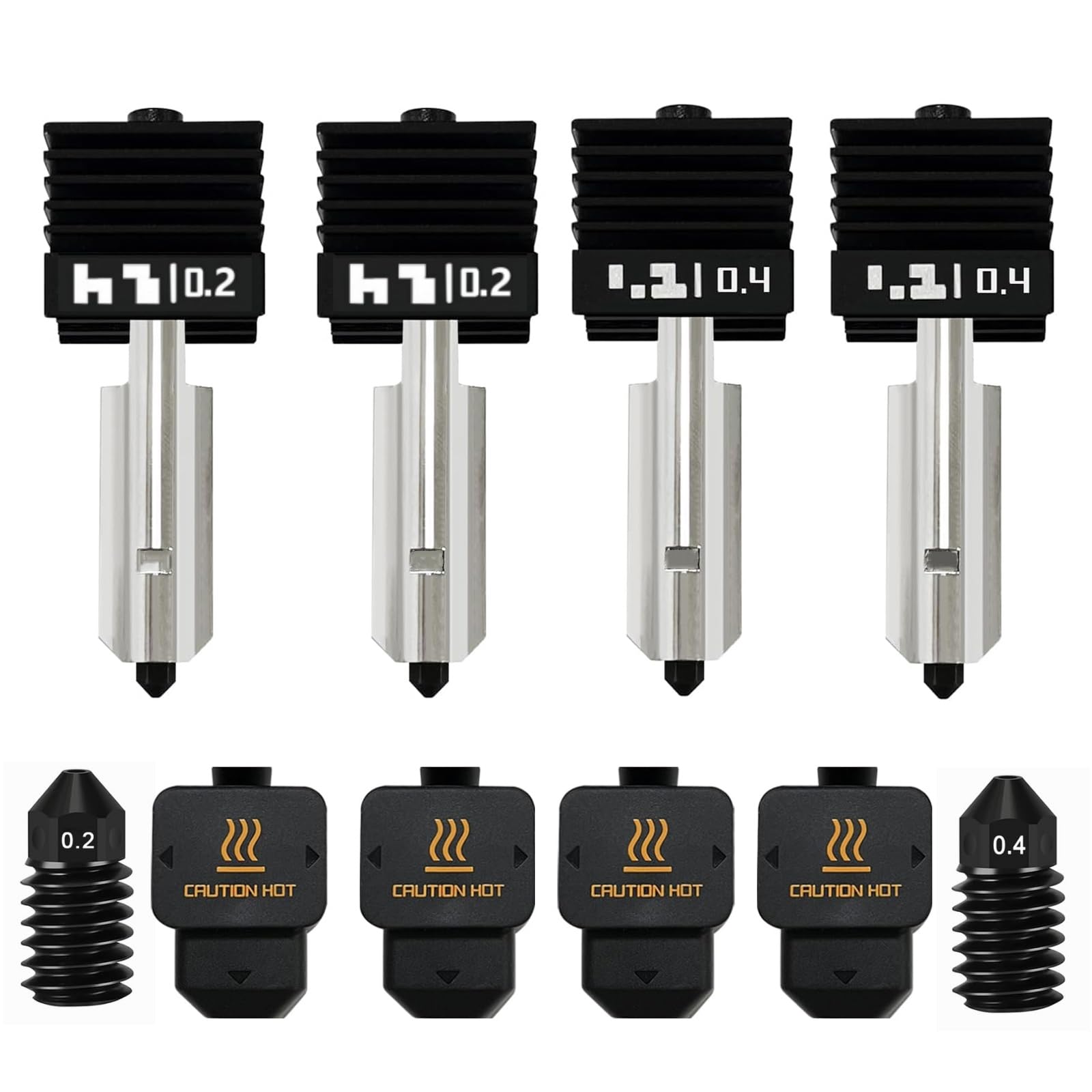 Photo 1 of 2 Pack 0.2MM/0.4MM for H2D/H2S/P2S/A1/A1 Mini Combo Hotend Kit Extruder Upgrade High-Temperature Hardened Steel Nozzle with 2 Replacement Nozzle for Bambu Lab 3D Printer