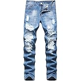 AITITIA Men's Ripped Regular Fit Jeans