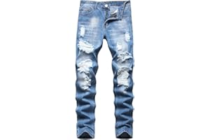 AITITIA Men's Ripped Regular Fit Jeans
