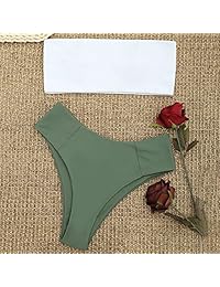 ZAFUL traje de baño de dos piezas de color sólido de corte alto bikini