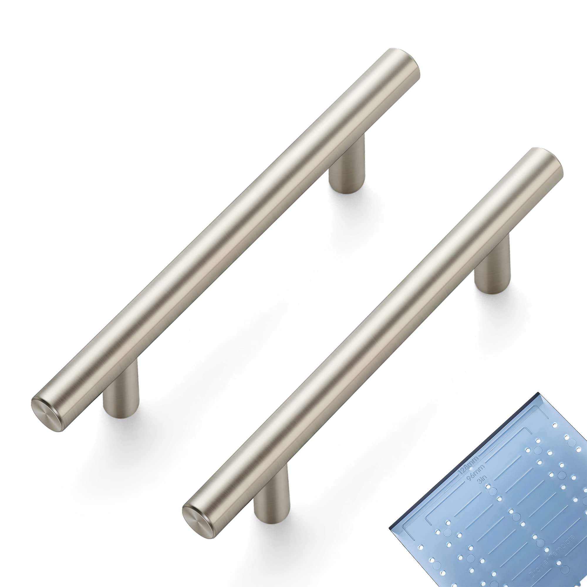 Photo 1 of Ravinte 50 Pack | 6'' Cabinet Pulls Brushed Nickel Stainless Steel Kitchen Drawer Pulls Cabinet Handles 6”Length, 3-3/4” Hole Center with Mounting Template