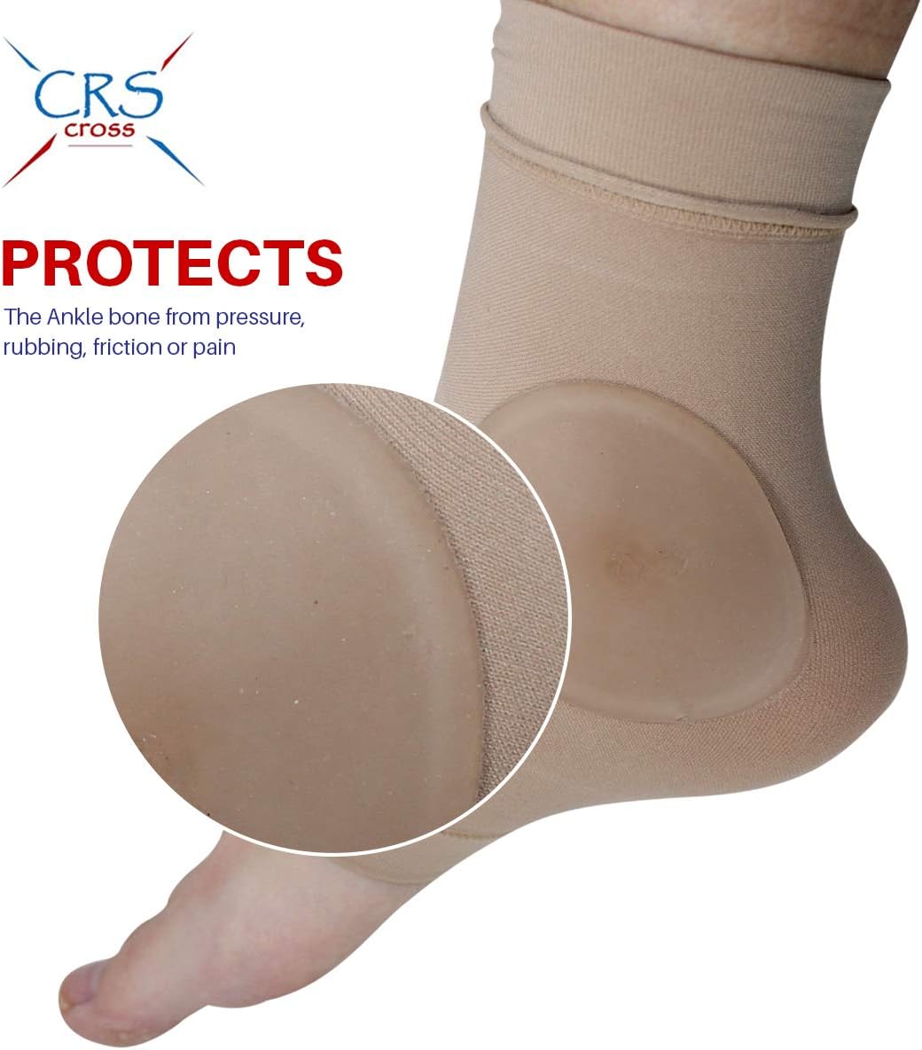 CRS Cross Ankle Malleolar Gel Sleeves - Premium Padded Skate Sock with Ankle Bone Pads for Figure Skating, Hockey, Inline, Roller, Ski, Hiking Boots. Ankle Protector & Cushion (One Size fits Most) : Sports & Outdoors