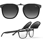 Goiteia Oversized Polarized Clip on Sunglasses over Prescription Glasses for Women Men, Round Stylish Framed Like Sunglasses