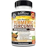 Turmeric Curcumin with Black Pepper Extract 1500mg - High Absorption Ultra Potent Turmeric Supplement with 95% Curcuminoids and BioPerine - Non GMO Tumeric Capsules for Joint Support - 45 Capsules