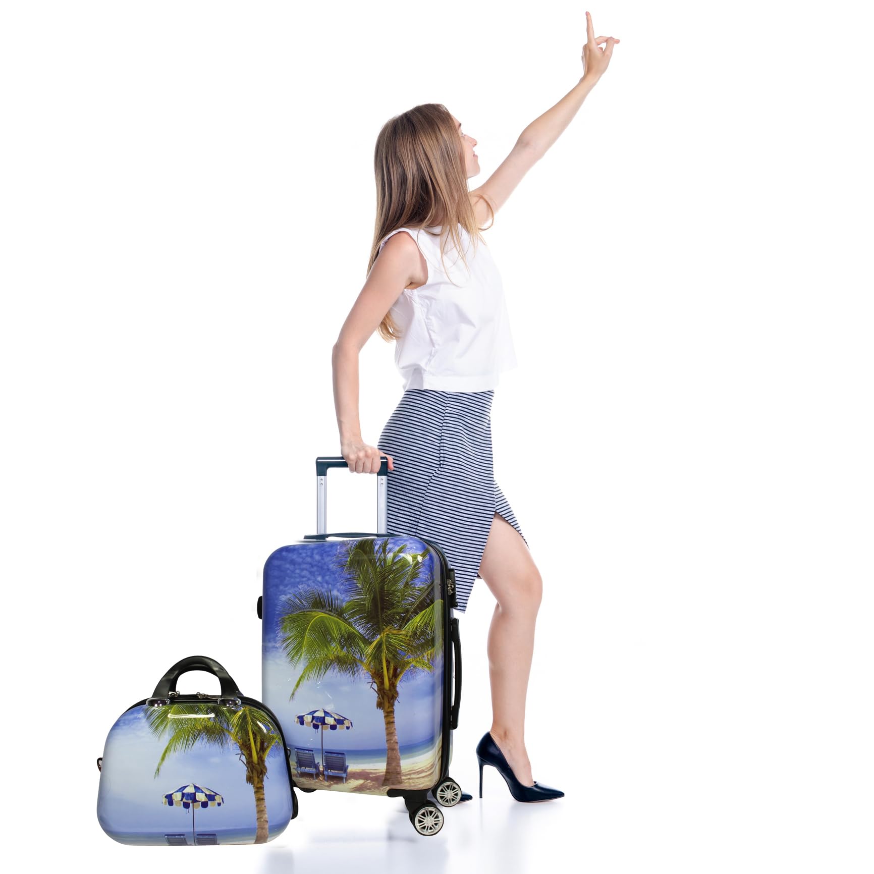 World Traveler Palm Tree Hardside 2-Piece Carry-On Spinner Luggage Set, One_Size