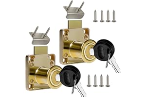 JUNRBX Cabinet Drawer Lock,Mailbox Lock, Model CT-138-22,for Fixing Important Documents and Drawers ((Hole Diameter 0.75inch/19MM), Suitable for Door Panels with A Thickness of 17 mm-22 mm. 2 PCS 【Golden】