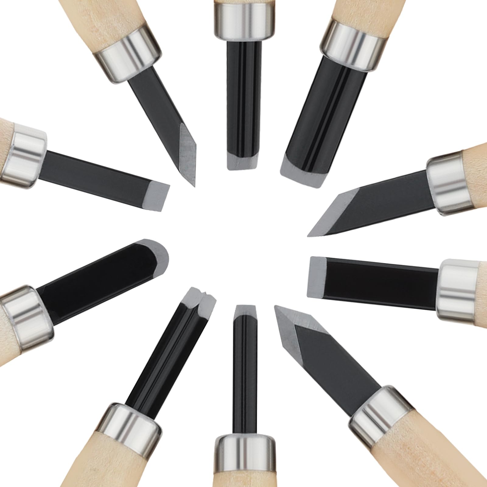 OriGlam 10pcs Professional Wood Carving Chisel Set - Carbon Steel Woodworking Tools, Power Grip Chisels Great for Carving and Woodworking