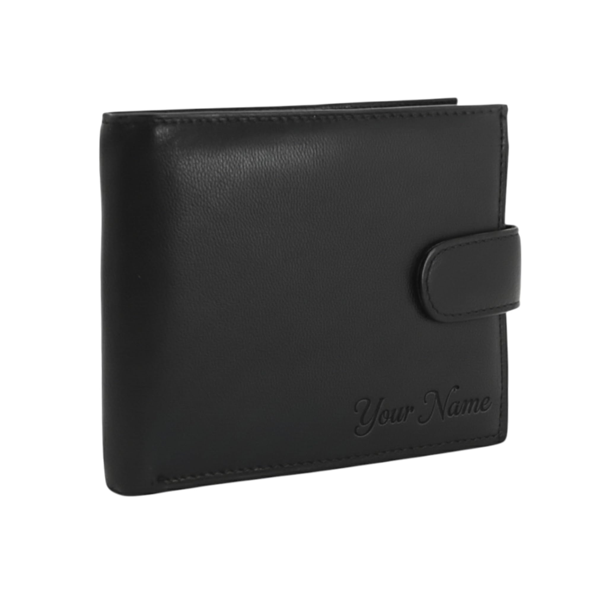 RAS Mens Soft Smooth Genuine Leather Wallet With Id Card Slot and Coin Pocket 895 (Black)