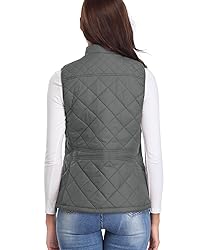 Fuinloth Women's Quilted Vest, Stand Collar