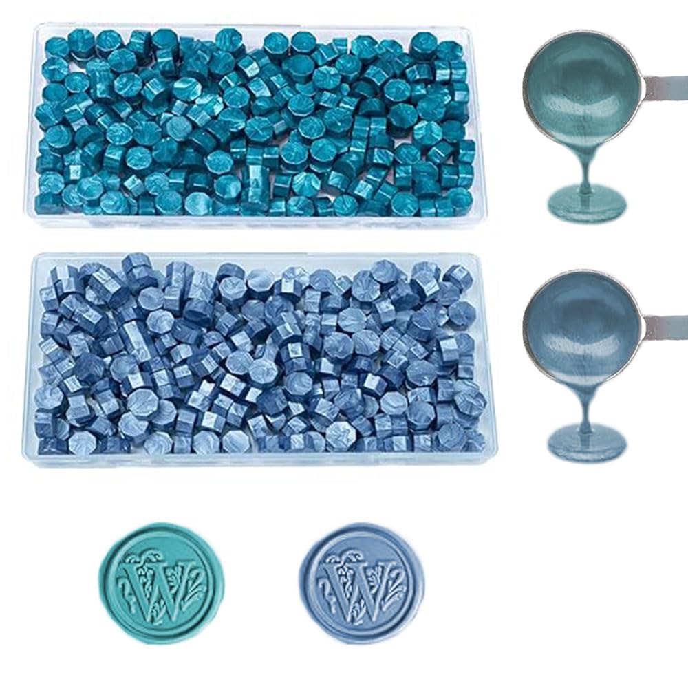 Wax Seal Beads, ANBOSE 200 PCS Grey Blue and 200 PCS Duck Green Sealing Wax Beads for Wax Seal, Sealing Beads for Making Party Invitations — image 1