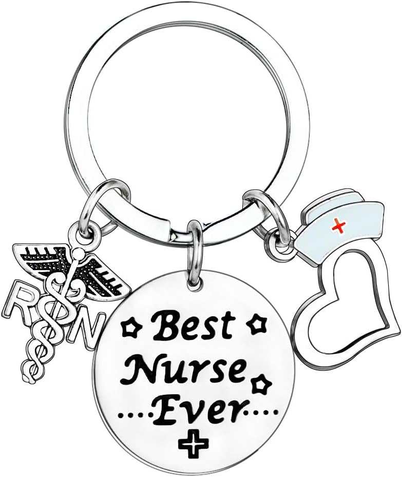 MADHAHEFU Nurse Keyring RN Keyring Thank You Gifts for Nurse Appreciation Gifts Graduation Gifts Christmas Birthday Gifts Inspirational Gifts for Nurse Nursing Present Jewellery