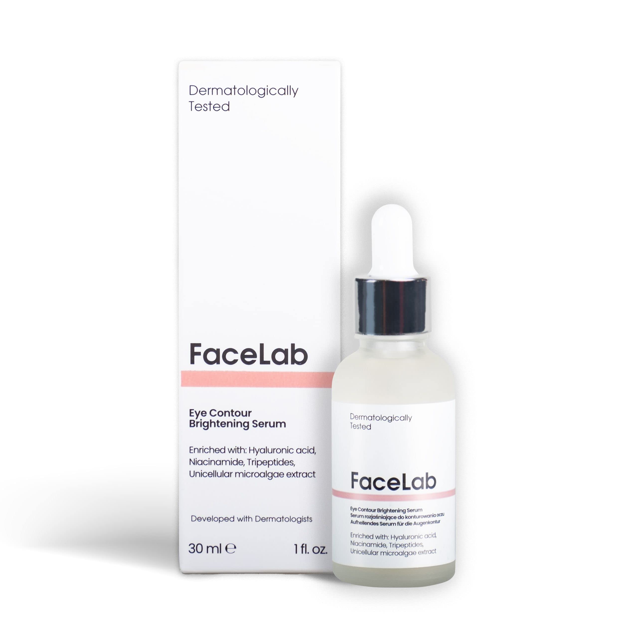 FaceLab Eye Contour Serum, Anti-Aging Algae Extract Brightening Revitalizing Eye Serum with Hyaluronic Acid&Peptides for, Firmness & Smoothness, for All Skin Types, 30ml