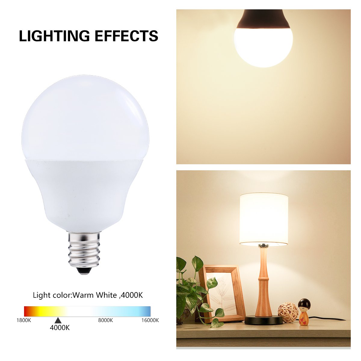 JandCase Candelabra Light Bulbs, E12 LED Globe Bulbs, 40W Incandescent