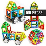 Sensory Center Magnetic Tiles for Kids - Magic Stacks 100 Piece Set