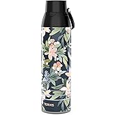 Tervis Venture Water Bottle Yao Cheng - Pink Poinsettia Triple Insulated Tumbler Travel Cup Keeps Drinks Cold & Hot, 26oz, Stainless Steel