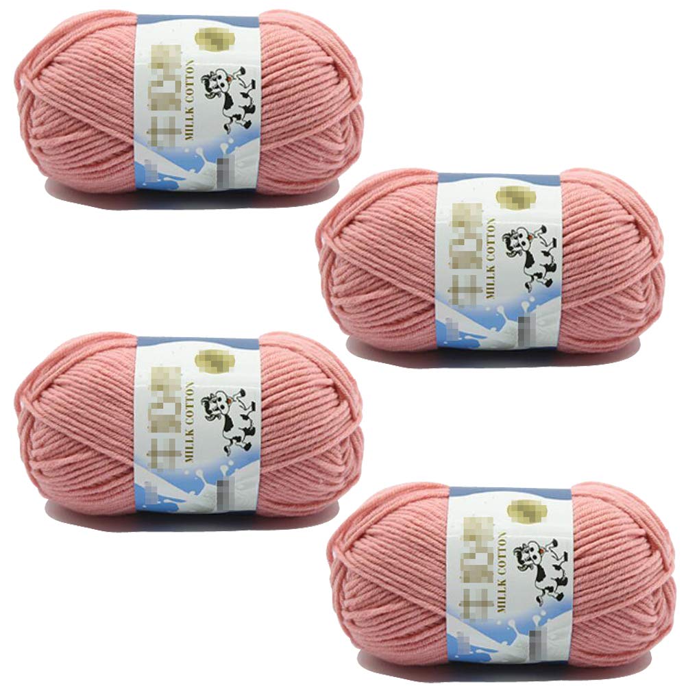 4 Rolls Soft Cotton Knitting Yarn,Crochet Blend Milk Cotton Yarn,for Crochet Projects