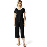 GYS Bamboo Viscose Women Pajama Sets Short Sleeve Top and Capri Pants 2 Piece Casual Lounge Sets