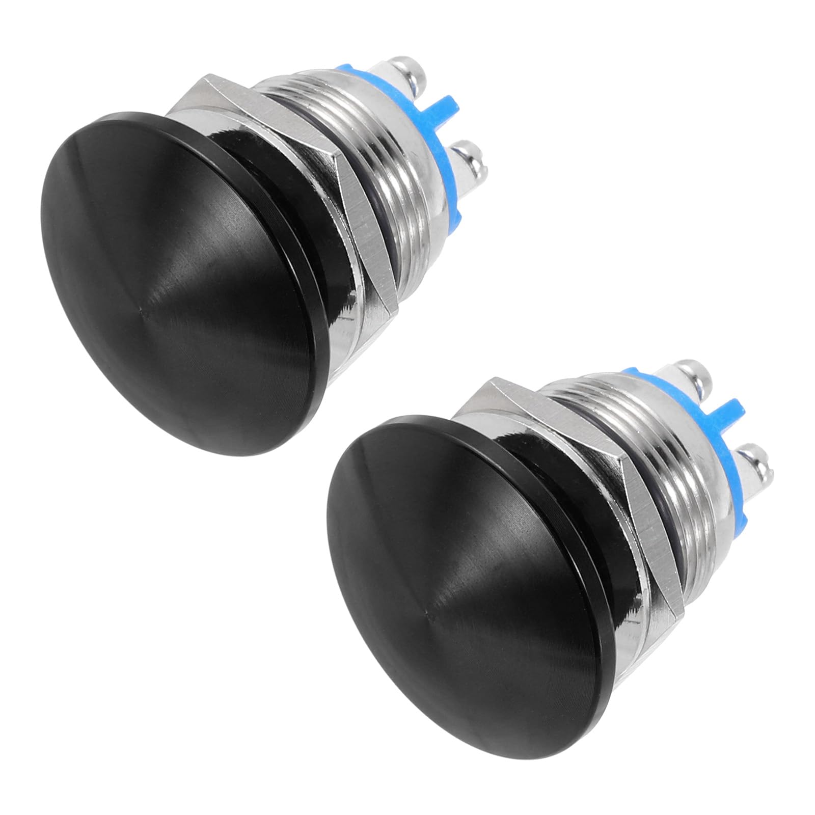 METALLIXITY 1PCS 3A 19MM 3/4" Momentary Mushroom Head Push Button Switch 12V 24V 120V 250V AC Black 1NO Waterproof IP65 SPST Domed Round 2 Screw Foot Button