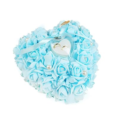 Zzyou Romantic Rose Wedding Ring Pillow Cushions Ring Bearer Box