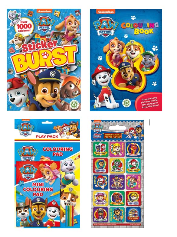 Marjen Paw Patrol Activity Set 2 - Including Sticker Burst, Play Pack, Colouring Book, and Reward Stickers. Providing Hours of Entertainment and Creativity for Young Fans of Paw Patrol.