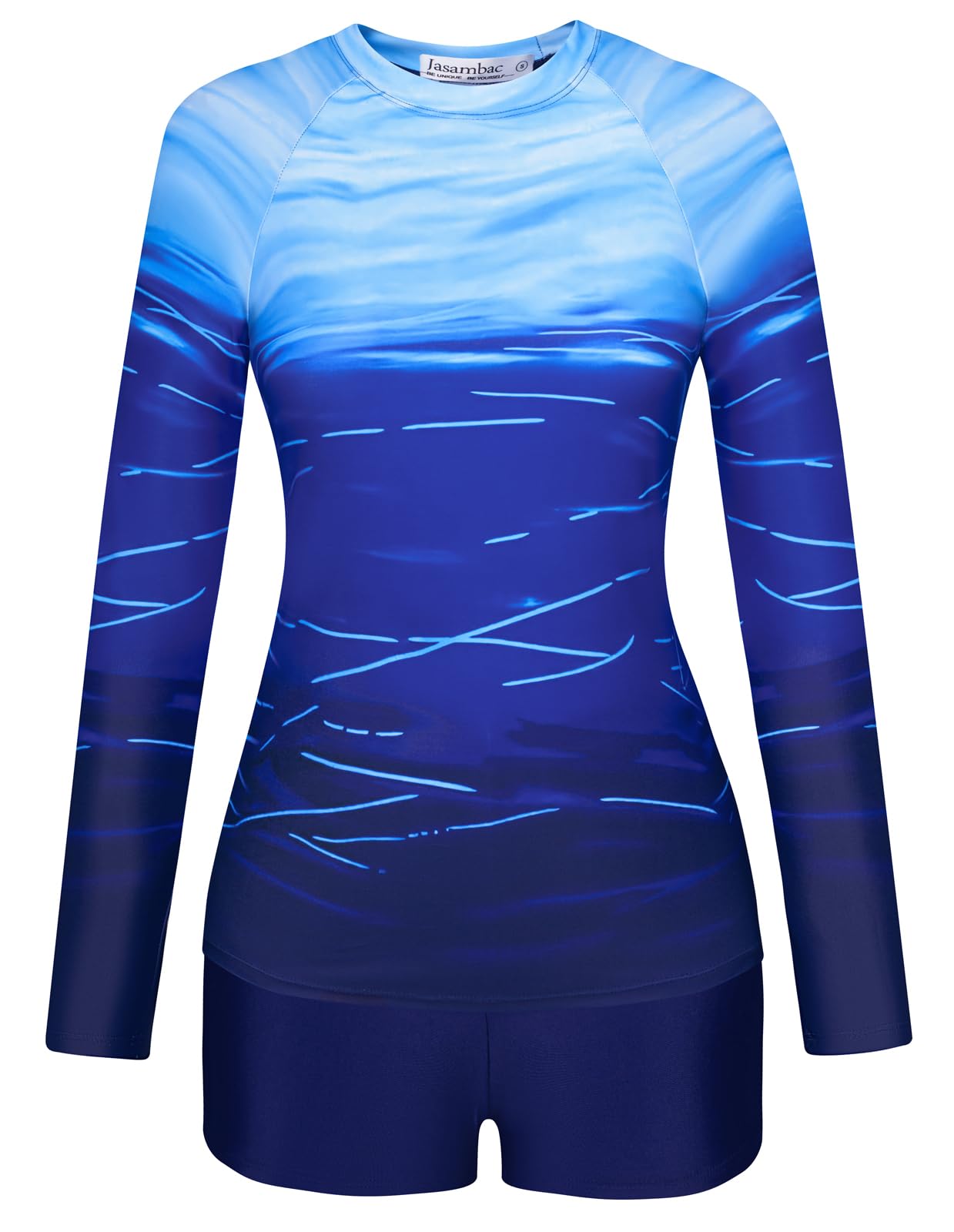 Photo 1 of **MISSING BOTTOMS**Womens Rash Guard Long Sleeve Floral Two Piece Swimsuits Built-in Bra Bathing Suit with Boyshorts LARGE 