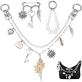 PH PandaHall 3pcs Bag Charms Set for Handbags 12.6 inch Decorative Bag Chains with Shell Charms, Silver Safety Pin Purse Charm and Pearl Keychain for Handbag Wallet Crossbody Shoulder Bags