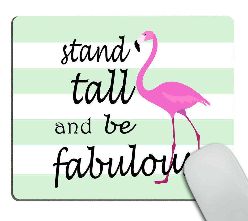 Wasach Flamingo Quote Mouse Pad, Stand Tall & Be Fabulous, Personalized Design Non-Slip Rubber Mouse pad