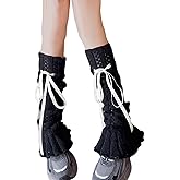SherryDC Girl's Cute Knit Leg Warmers Kawaii Bowknot Ruffled Trim Knee High Leg Sleeve Socks Women
