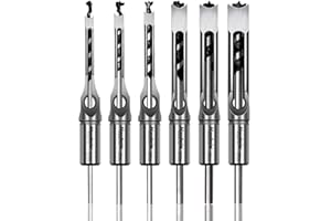HARDWIN 6-Piece Premium Square Hole Drill Bit Set for Woodworking, Heavy Duty Bearing Steel, Ideal for Hardwood, Oak, Mahogany, Fir & More, Compatible with Mortise