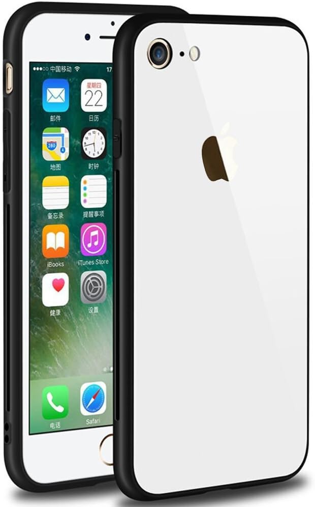 MIMOB Luxury Design Full Mirror View Back Tempered Glass Case for (iPhone 6 Plus & 6s Plus,White)