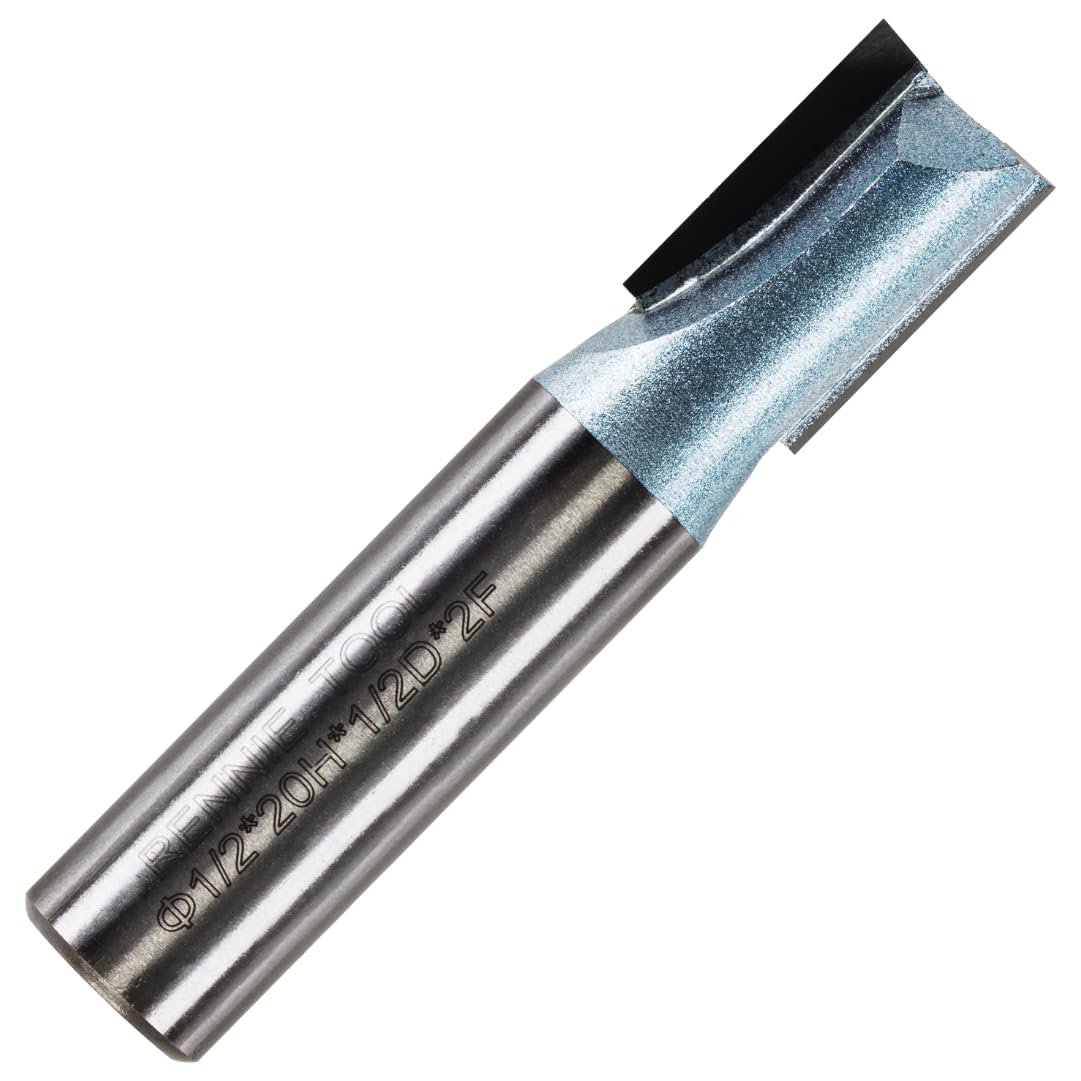 Rennie Tools - 12.7mm (1/2") Cutting Diameter x 20mm Flute x 1/2" Shank TCT Tipped 2 Flute Straight Router Cutter Bit. Compatible With Makita Trend Festool Hikoki Dewalt Router Etc. 12.7mm Router Bit