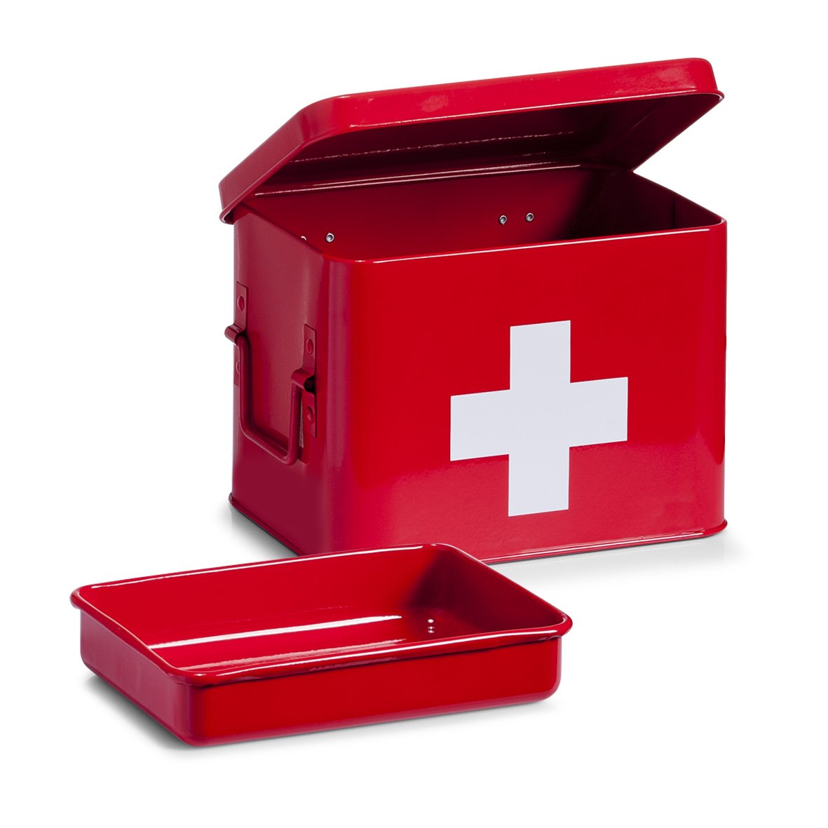 Zeller First Aid Box, Metal, Red, 21.5 x 16 x 16 cm — image 1