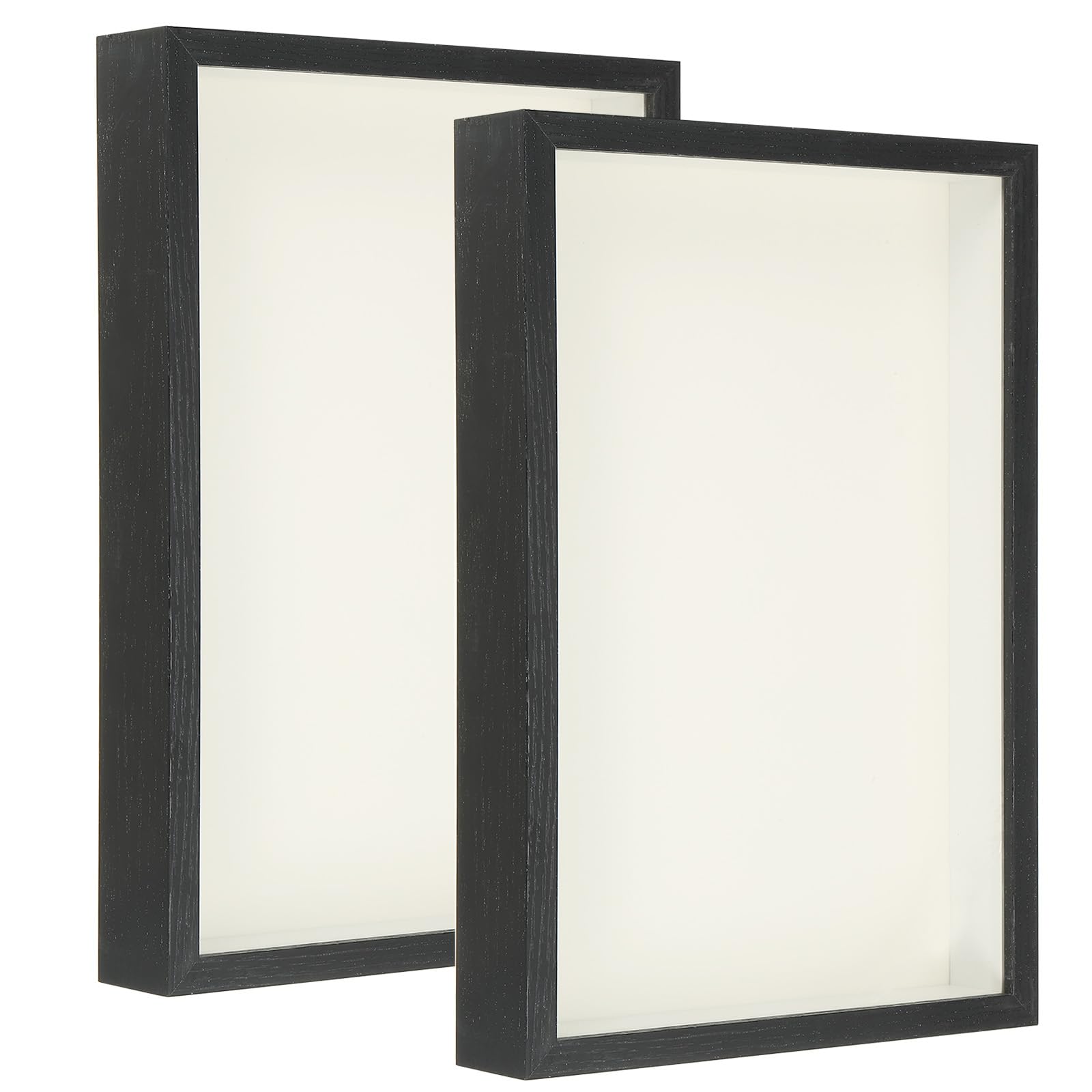 PATIKIL 8x12 Shadow Box Frame, 2 Pack Wooden Dried Flower Floating Photo Frame Glass DIY Display Case with Card Paper for Flowers Ticket Crafts Photos, Black