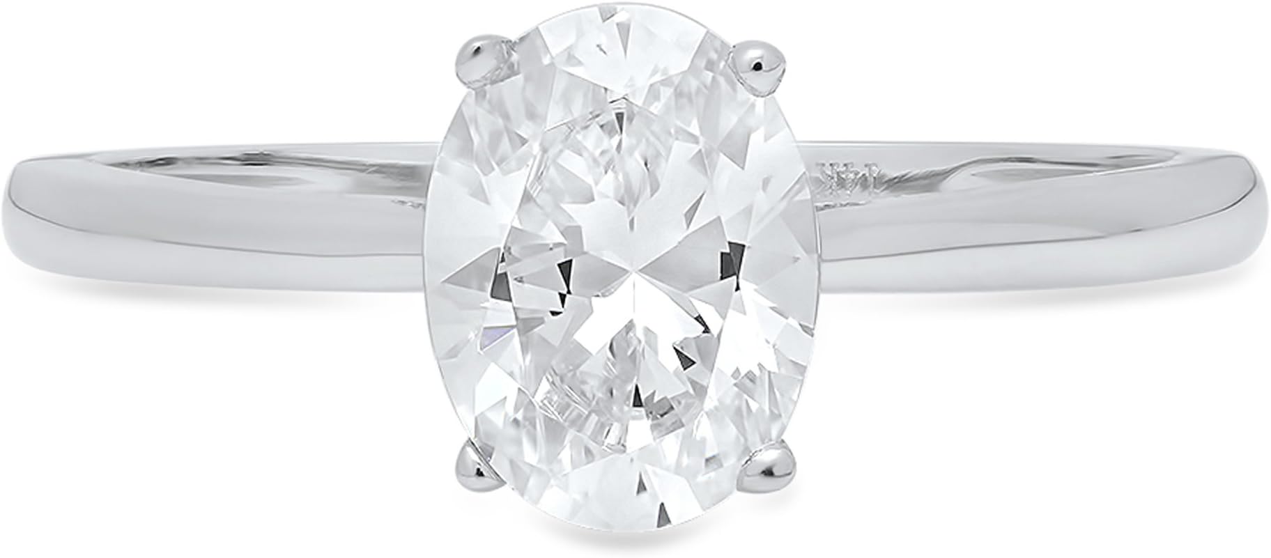 1.0 ct Brilliant Oval Cut Solitaire Genuine Moissanite Flawless Ideal VVS1 D 4-Prong Engagement Wedding Bridal Promise Anniversary Ring in Solid 14k White Gold for Women