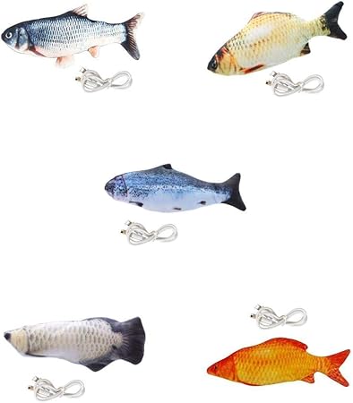 Amazon Co Jp Fenteer 5ピース 個リアルなシミュレーションエレリックぬいぐるみ魚のゲームおもちゃに適用猫 おもちゃ