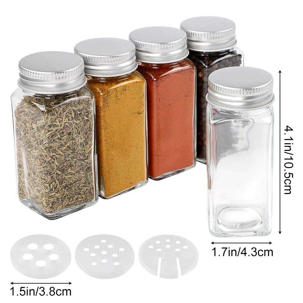 CUCUMI 25pcs 4oz Glass Spice Jars Square Glass Spice Jars with 30pcs
