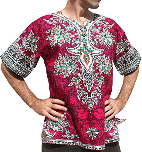 RaanPahMuang Indian Dashiki BouBou Shirt African No Pocket Short Sleeve Plus