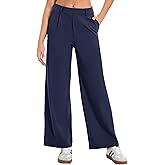 Oyamiki Women's Business Casual High Waisted Dress Pants with Pockets Wide Leg Work Pants Trousers Fashion Fall Outfits