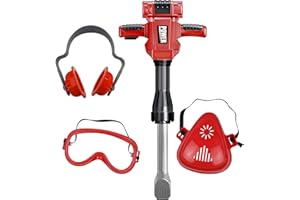 TeganPlay Kids Jackhammer Toy Drill | Toddler Construction Tools and Equipments | Includes Mask Safety Goggles and Earmuffs